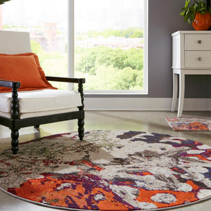 Multicolor 7' 10 x 7' 10 Haerfest Round Area Rug Abstract Super Colorful Modern Vivid Carpet for Unique Interior Design Room Decorating for Sale at Rug Engine