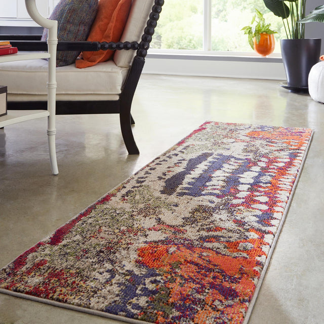 Multicolor 2' x 8' Haerfest Runner Area Rug Abstract Super Colorful Modern Vivid Carpet for Unique Interior Design Room Decorating for Sale at Rug Engine