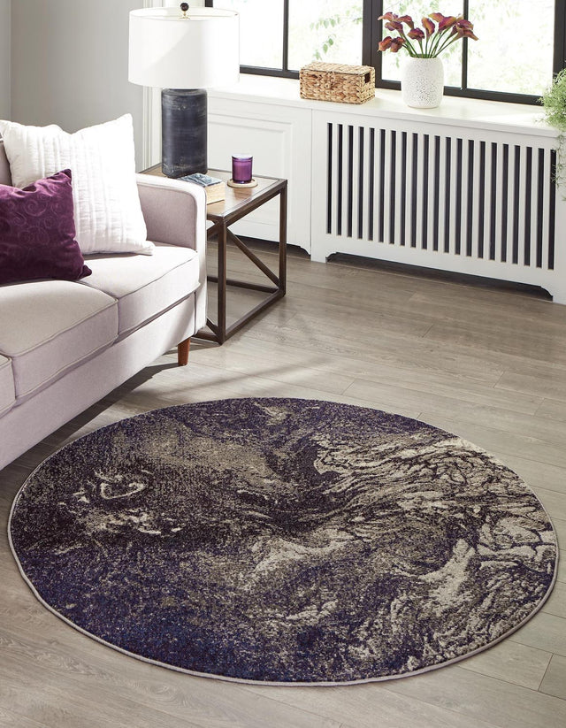 Gray 5' 3 x 5' 3 Haerfest Round Area Rug Abstract Super Colorful Modern Vivid Carpet for Unique Interior Design Room Decorating for Sale at Rug Engine