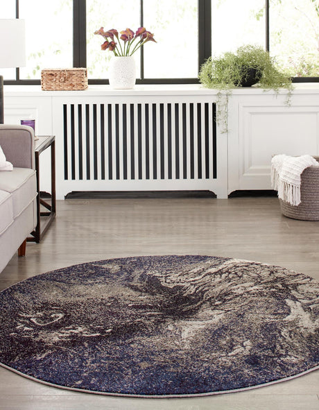 Gray 5' 3 x 5' 3 Haerfest Round Area Rug Abstract Super Colorful Modern Vivid Carpet for Unique Interior Design Room Decorating for Sale at Rug Engine