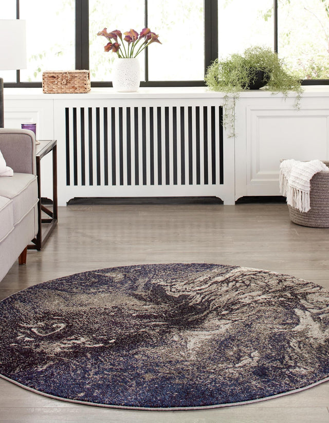 Gray 5' 3 x 5' 3 Haerfest Round Area Rug Abstract Super Colorful Modern Vivid Carpet for Unique Interior Design Room Decorating for Sale at Rug Engine