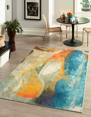 Blue 5' 3 x 8' Haerfest Rectangle Area Rug Abstract Super Colorful Modern Vivid Carpet for Unique Interior Design Room Decorating for Sale at Rug Engine