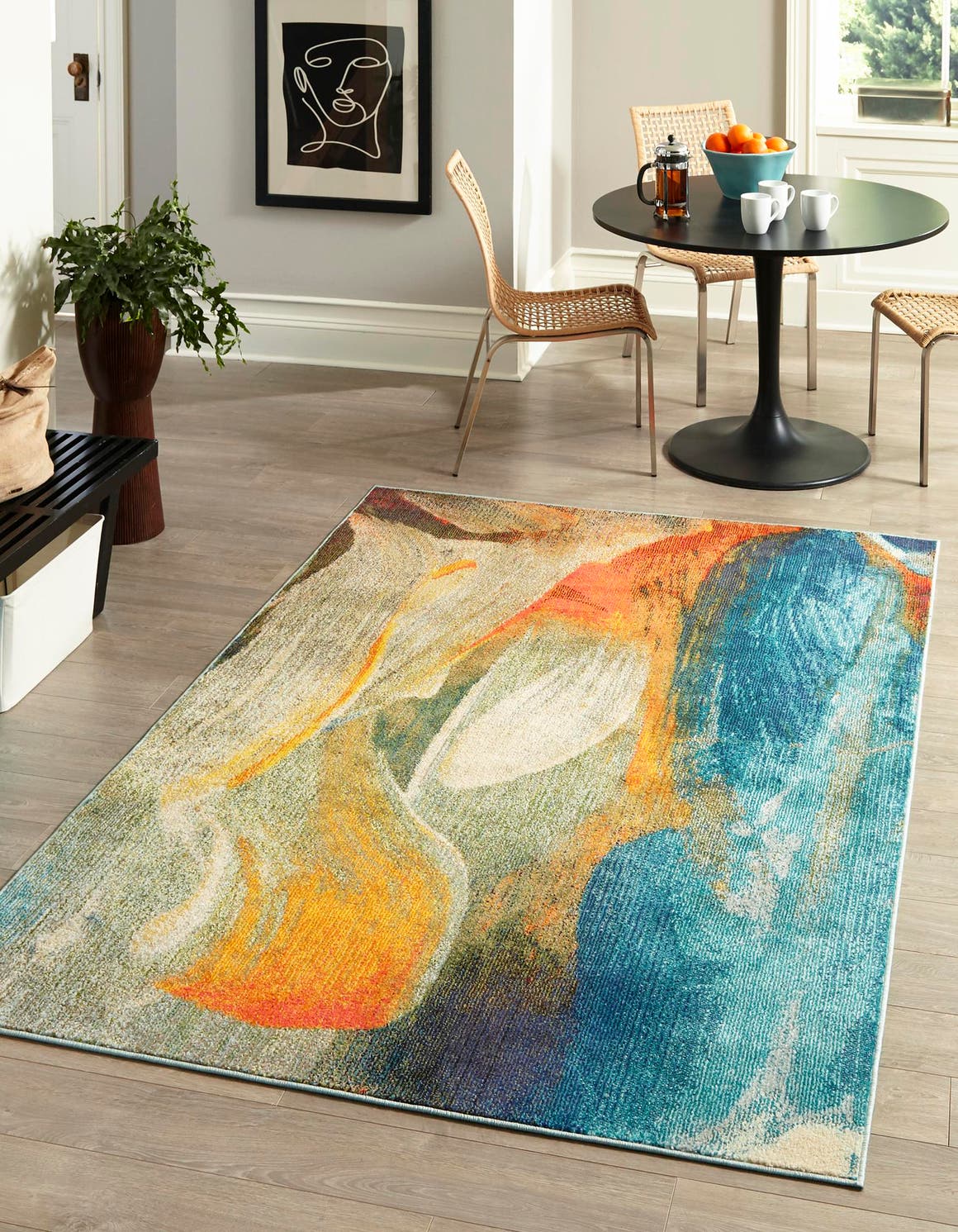 Blue 2' x 3' Haerfest Rectangle Area Rug Abstract Super Colorful Modern Vivid Carpet for Unique Interior Design Room Decorating for Sale at Rug Engine
