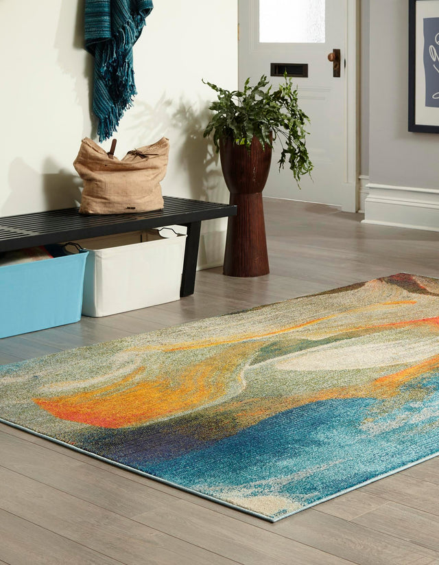 Blue 7' 10 x 10' Haerfest Rectangle Area Rug Abstract Super Colorful Modern Vivid Carpet for Unique Interior Design Room Decorating for Sale at Rug Engine
