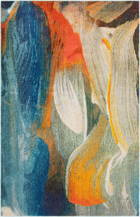 Blue 5' 3 x 8' Haerfest Rectangle Area Rug Abstract Super Colorful Modern Vivid Carpet for Unique Interior Design Room Decorating for Sale at Rug Engine