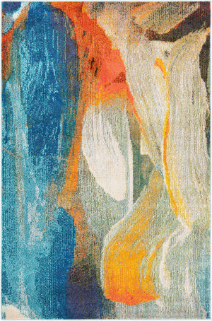Blue 4' x 6' Haerfest Rectangle Area Rug Abstract Super Colorful Modern Vivid Carpet for Unique Interior Design Room Decorating for Sale at Rug Engine