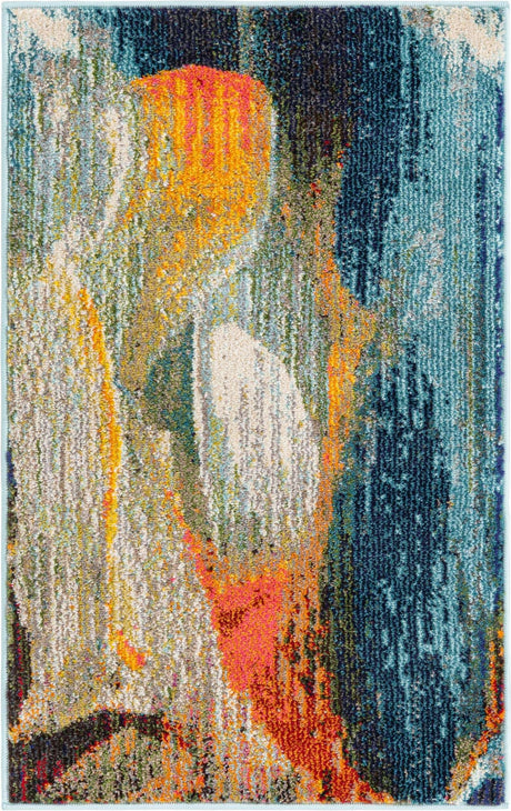 Blue 2' x 3' Haerfest Rectangle Area Rug Abstract Super Colorful Modern Vivid Carpet for Unique Interior Design Room Decorating for Sale at Rug Engine
