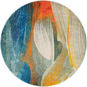 Blue 5' 3 x 5' 3 Haerfest Round Area Rug Abstract Super Colorful Modern Vivid Carpet for Unique Interior Design Room Decorating for Sale at Rug Engine