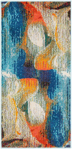 Blue 2' x 4' Haerfest Runner Area Rug Abstract Super Colorful Modern Vivid Carpet for Unique Interior Design Room Decorating for Sale at Rug Engine