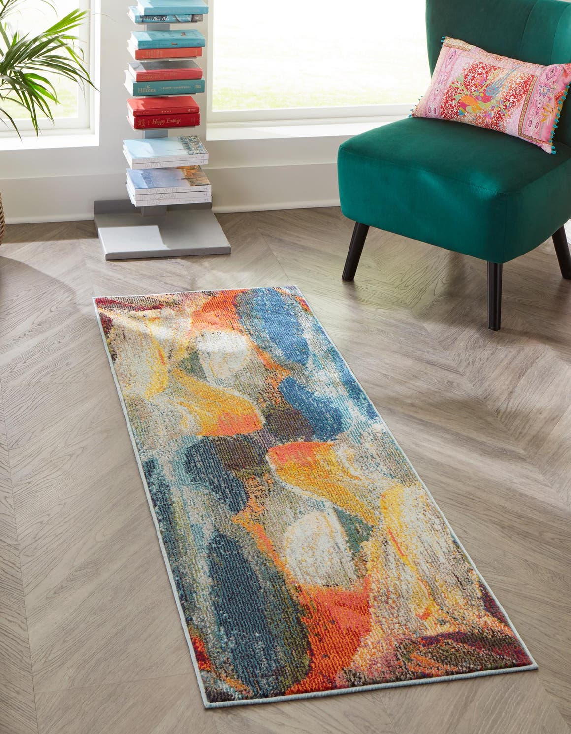 Blue 2' x 8' Haerfest Runner Area Rug Abstract Super Colorful Modern Vivid Carpet for Unique Interior Design Room Decorating for Sale at Rug Engine