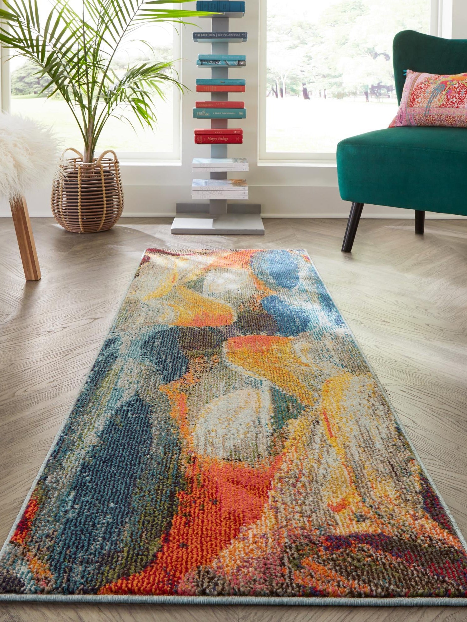 Blue 2' x 6' Haerfest Runner Area Rug Abstract Super Colorful Modern Vivid Carpet for Unique Interior Design Room Decorating for Sale at Rug Engine