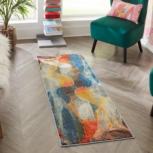Blue 2' x 4' Haerfest Runner Area Rug Abstract Super Colorful Modern Vivid Carpet for Unique Interior Design Room Decorating for Sale at Rug Engine