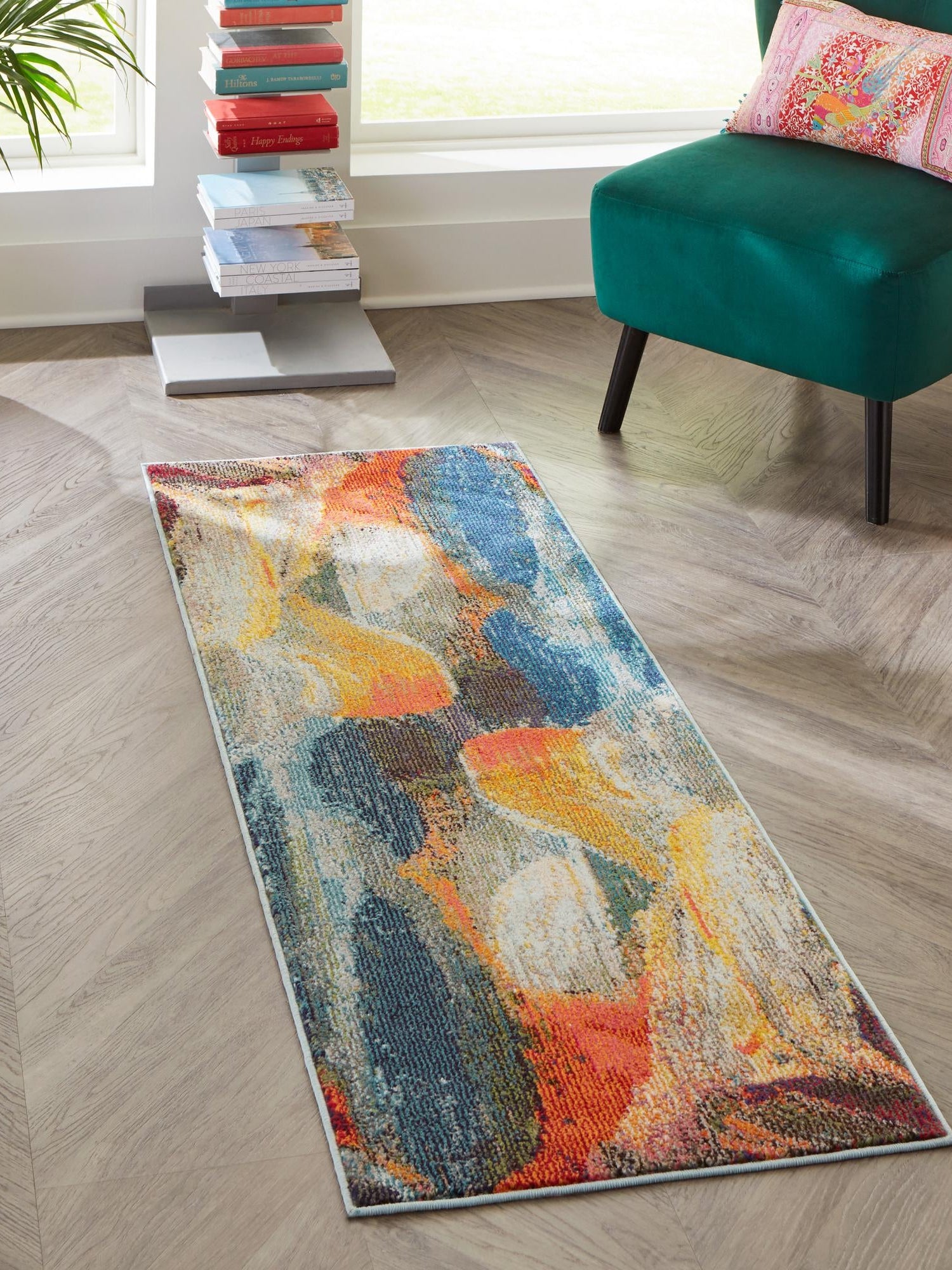 Blue 2' x 6' Haerfest Runner Area Rug Abstract Super Colorful Modern Vivid Carpet for Unique Interior Design Room Decorating for Sale at Rug Engine