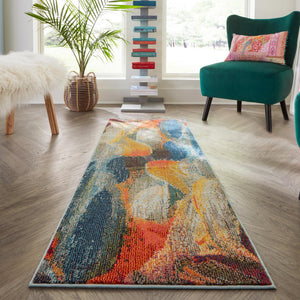 Blue 2' x 8' Haerfest Runner Area Rug Abstract Super Colorful Modern Vivid Carpet for Unique Interior Design Room Decorating for Sale at Rug Engine