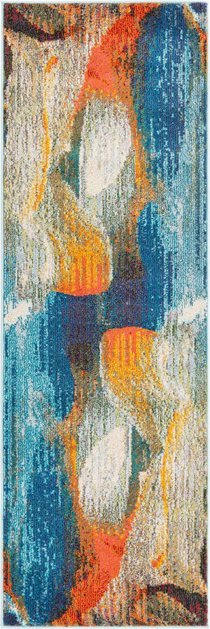 Blue 2' x 6' Haerfest Runner Area Rug Abstract Super Colorful Modern Vivid Carpet for Unique Interior Design Room Decorating for Sale at Rug Engine