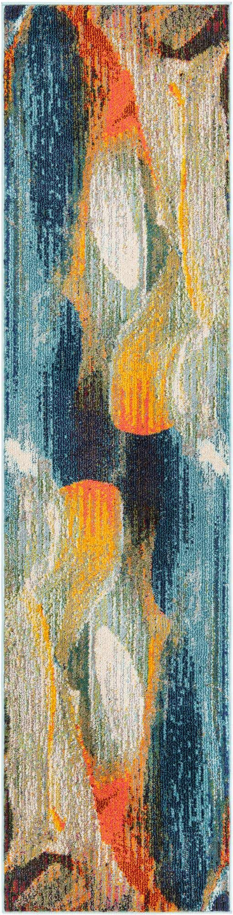 Blue 2' x 8' Haerfest Runner Area Rug Abstract Super Colorful Modern Vivid Carpet for Unique Interior Design Room Decorating for Sale at Rug Engine
