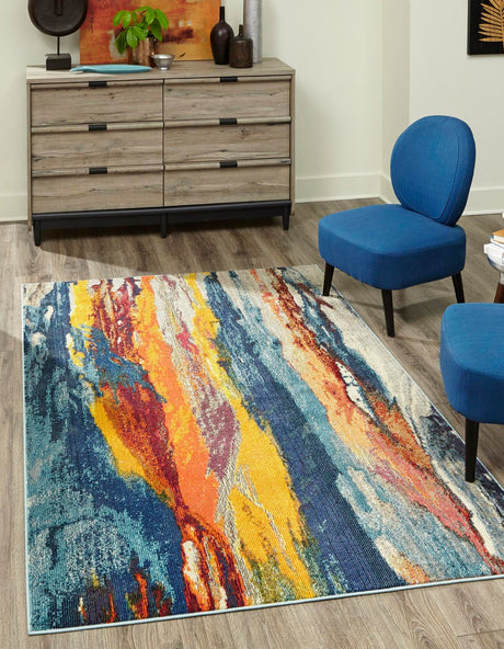 Multicolor 4' x 6' Haerfest Rectangle Area Rug Abstract Super Colorful Modern Vivid Carpet for Unique Interior Design Room Decorating for Sale at Rug Engine