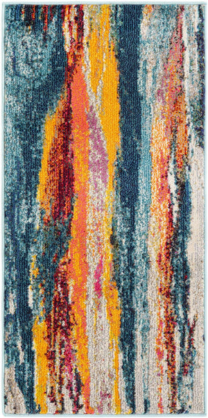 Multicolor 2' x 4' Haerfest Runner Area Rug Abstract Super Colorful Modern Vivid Carpet for Unique Interior Design Room Decorating for Sale at Rug Engine