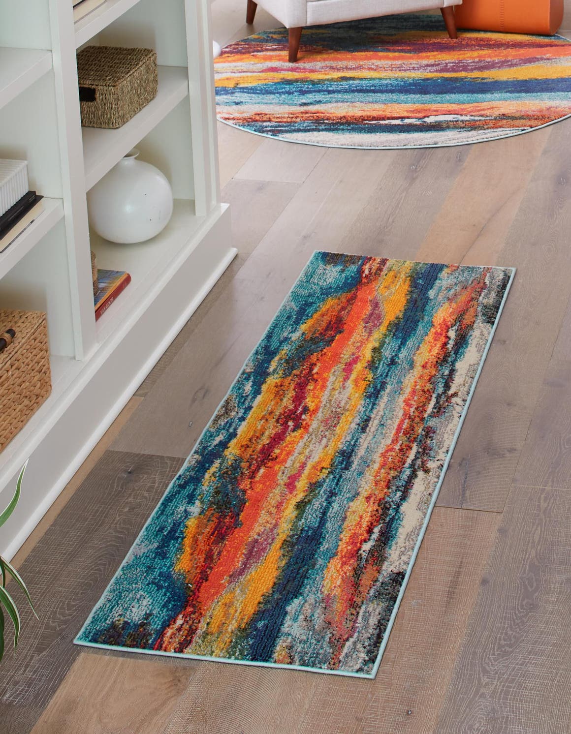 Multicolor 2' x 8' Haerfest Runner Area Rug Abstract Super Colorful Modern Vivid Carpet for Unique Interior Design Room Decorating for Sale at Rug Engine