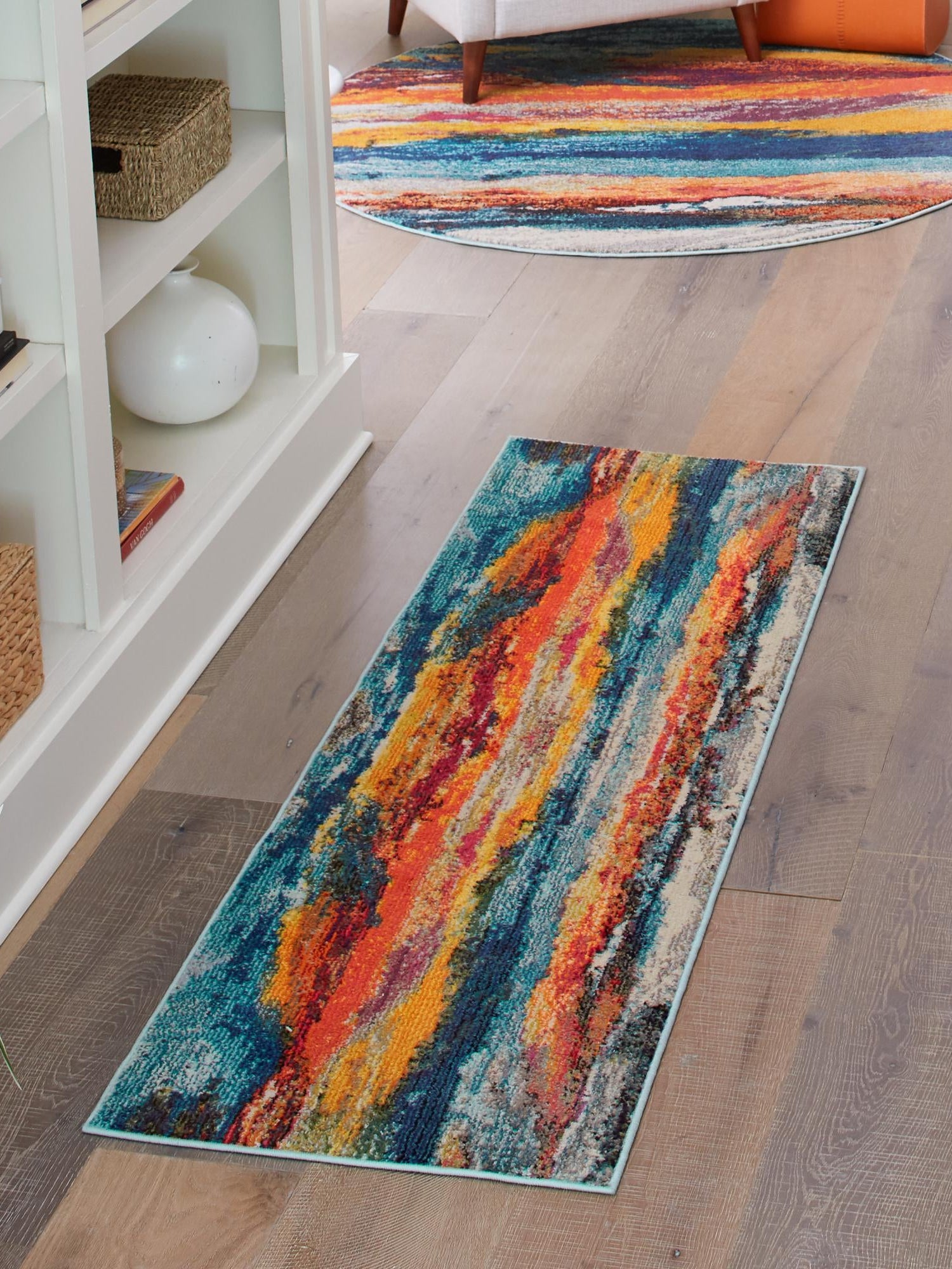 Multicolor 2' x 6' Haerfest Runner Area Rug Abstract Super Colorful Modern Vivid Carpet for Unique Interior Design Room Decorating for Sale at Rug Engine