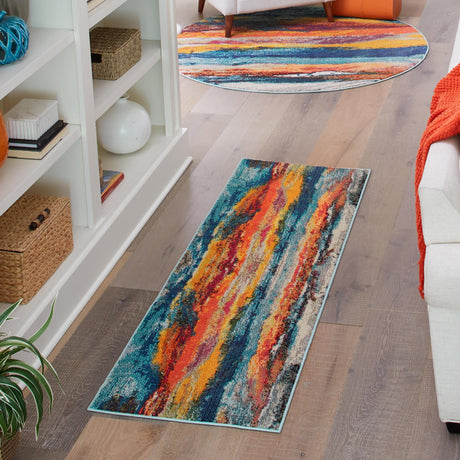 Multicolor 2' x 6' Haerfest Runner Area Rug Abstract Super Colorful Modern Vivid Carpet for Unique Interior Design Room Decorating for Sale at Rug Engine