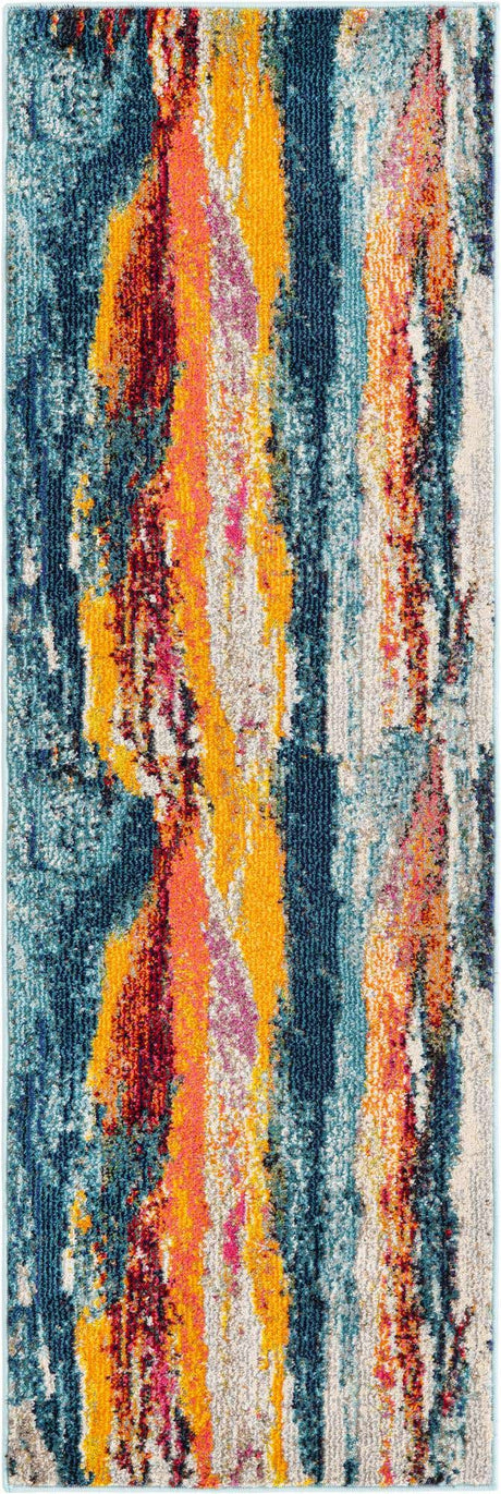 Multicolor 2' x 6' Haerfest Runner Area Rug Abstract Super Colorful Modern Vivid Carpet for Unique Interior Design Room Decorating for Sale at Rug Engine