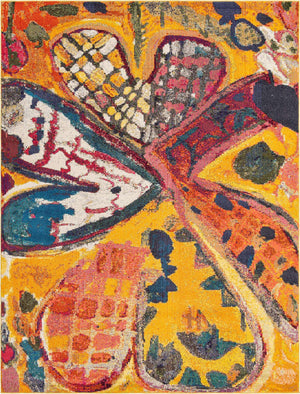 Yellow 7' 10 x 10' Haerfest Rectangle Area Rug Abstract Super Colorful Modern Vivid Carpet for Unique Interior Design Room Decorating for Sale at Rug Engine
