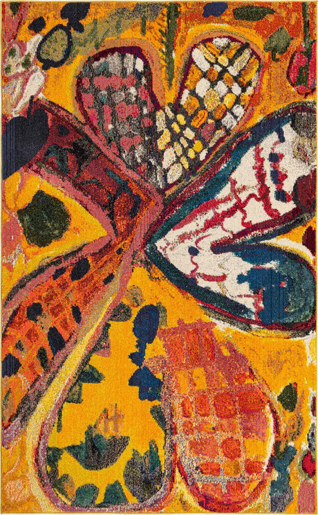 Yellow 5' 3 x 8' Haerfest Rectangle Area Rug Abstract Super Colorful Modern Vivid Carpet for Unique Interior Design Room Decorating for Sale at Rug Engine