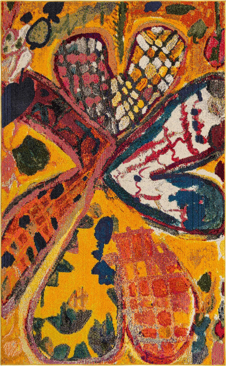 Yellow 5' 3 x 8' Haerfest Rectangle Area Rug Abstract Super Colorful Modern Vivid Carpet for Unique Interior Design Room Decorating for Sale at Rug Engine