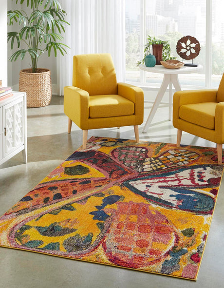 Yellow 2' x 3' Haerfest Rectangle Area Rug Abstract Super Colorful Modern Vivid Carpet for Unique Interior Design Room Decorating for Sale at Rug Engine