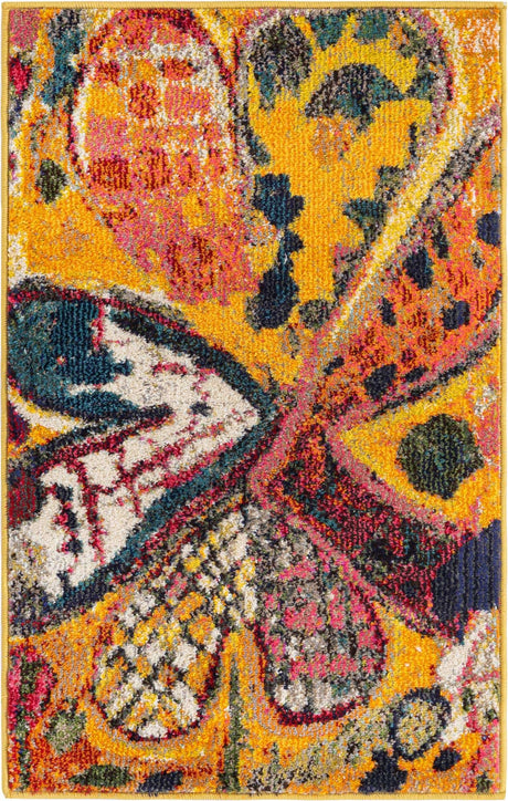 Yellow 2' x 3' Haerfest Rectangle Area Rug Abstract Super Colorful Modern Vivid Carpet for Unique Interior Design Room Decorating for Sale at Rug Engine