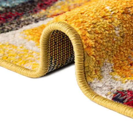 Yellow 5' 3 x 5' 3 Haerfest Round Area Rug Abstract Super Colorful Modern Vivid Carpet for Unique Interior Design Room Decorating for Sale at Rug Engine