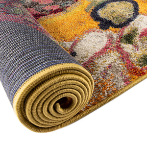 Yellow 5' 3 x 5' 3 Haerfest Round Area Rug Abstract Super Colorful Modern Vivid Carpet for Unique Interior Design Room Decorating for Sale at Rug Engine