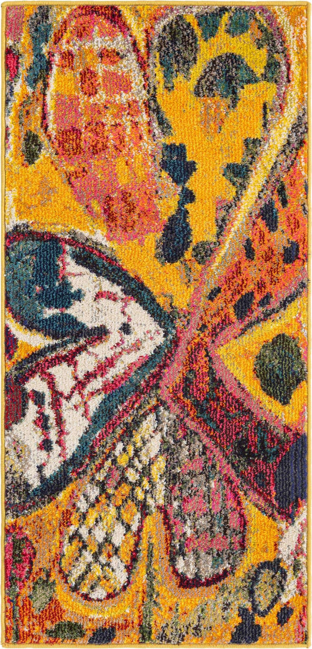 Yellow 2' x 4' Haerfest Runner Area Rug Abstract Super Colorful Modern Vivid Carpet for Unique Interior Design Room Decorating for Sale at Rug Engine