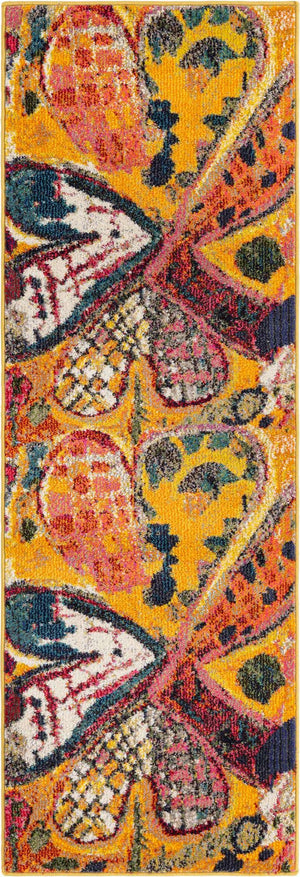 Yellow 2' x 6' Haerfest Runner Area Rug Abstract Super Colorful Modern Vivid Carpet for Unique Interior Design Room Decorating for Sale at Rug Engine