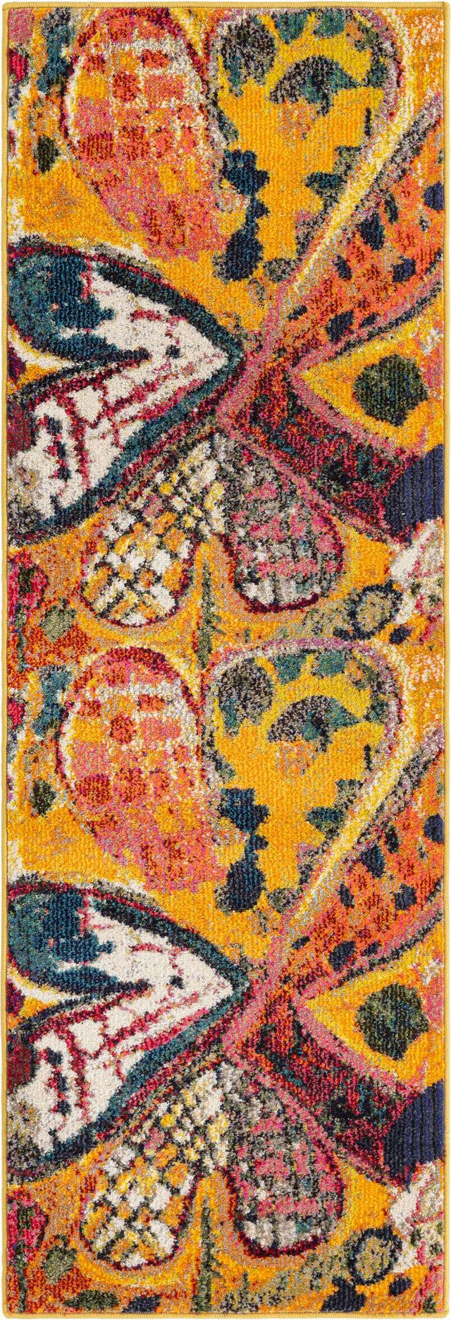Yellow 2' x 6' Haerfest Runner Area Rug Abstract Super Colorful Modern Vivid Carpet for Unique Interior Design Room Decorating for Sale at Rug Engine