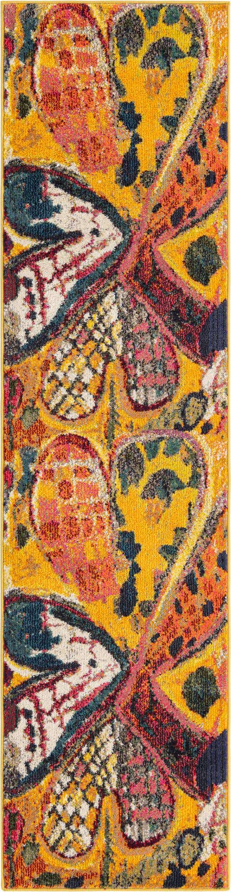 Yellow 2' x 8' Haerfest Runner Area Rug Abstract Super Colorful Modern Vivid Carpet for Unique Interior Design Room Decorating for Sale at Rug Engine