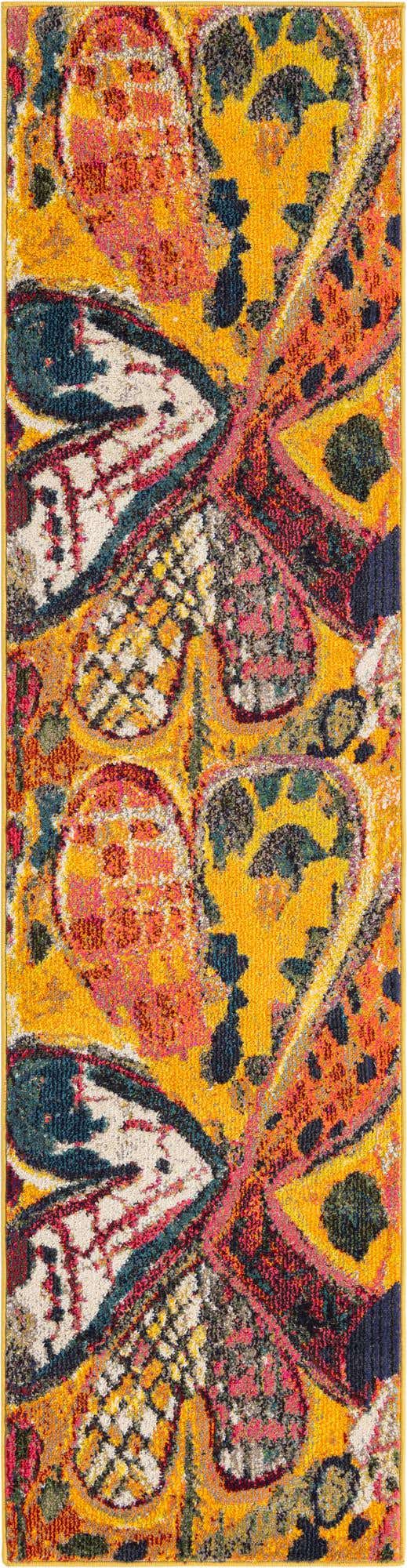 Yellow 2' x 8' Haerfest Runner Area Rug Abstract Super Colorful Modern Vivid Carpet for Unique Interior Design Room Decorating for Sale at Rug Engine