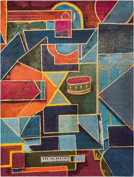 Multicolor 9' x 12' Haerfest Rectangle Area Rug Abstract Super Colorful Modern Vivid Carpet for Unique Interior Design Room Decorating for Sale at Rug Engine