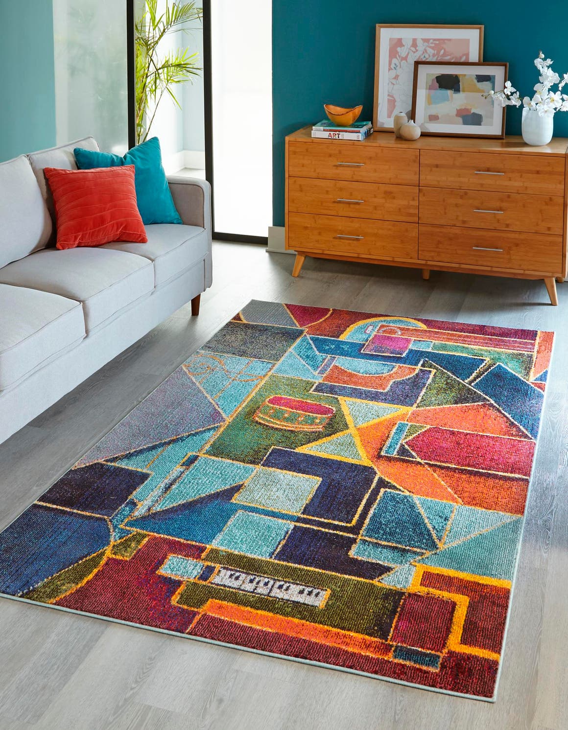 Multicolor 4' x 6' Haerfest Rectangle Area Rug Abstract Super Colorful Modern Vivid Carpet for Unique Interior Design Room Decorating for Sale at Rug Engine