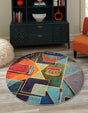 Multicolor 7' 10 x 7' 10 Haerfest Round Area Rug Abstract Super Colorful Modern Vivid Carpet for Unique Interior Design Room Decorating for Sale at Rug Engine