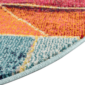 Multicolor 7' 10 x 7' 10 Haerfest Round Area Rug Abstract Super Colorful Modern Vivid Carpet for Unique Interior Design Room Decorating for Sale at Rug Engine