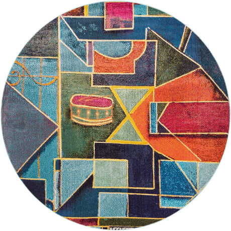 Multicolor 7' 10 x 7' 10 Haerfest Round Area Rug Abstract Super Colorful Modern Vivid Carpet for Unique Interior Design Room Decorating for Sale at Rug Engine