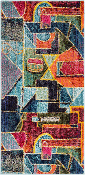 Multicolor 2' x 4' Haerfest Runner Area Rug Abstract Super Colorful Modern Vivid Carpet for Unique Interior Design Room Decorating for Sale at Rug Engine
