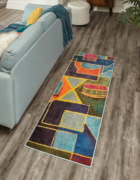 Multicolor 2' x 8' Haerfest Runner Area Rug Abstract Super Colorful Modern Vivid Carpet for Unique Interior Design Room Decorating for Sale at Rug Engine