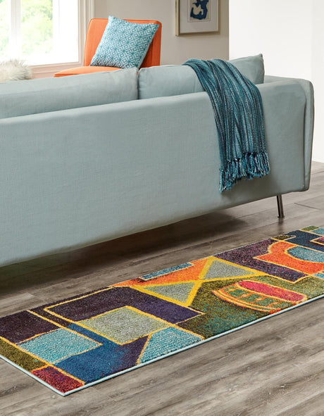 Multicolor 2' x 6' Haerfest Runner Area Rug Abstract Super Colorful Modern Vivid Carpet for Unique Interior Design Room Decorating for Sale at Rug Engine
