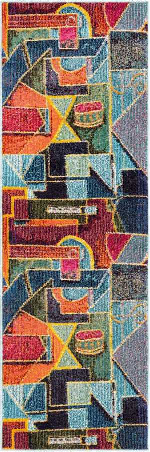 Multicolor 2' x 6' Haerfest Runner Area Rug Abstract Super Colorful Modern Vivid Carpet for Unique Interior Design Room Decorating for Sale at Rug Engine