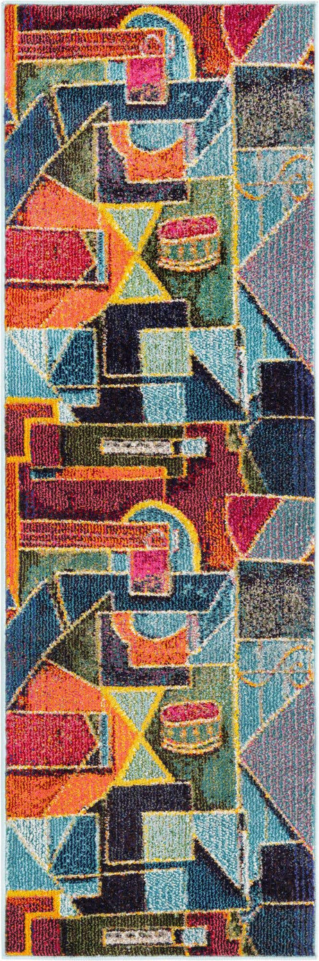 Multicolor 2' x 6' Haerfest Runner Area Rug Abstract Super Colorful Modern Vivid Carpet for Unique Interior Design Room Decorating for Sale at Rug Engine
