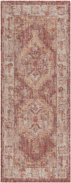 Rust Red 2' x 5' 3 Outdoor Traditional Runner Area Rug Weather Resistant for Patio, Deck, Terrace, Balcony, Porch Classical Design Outside Carpet for Sale at Rug Engine