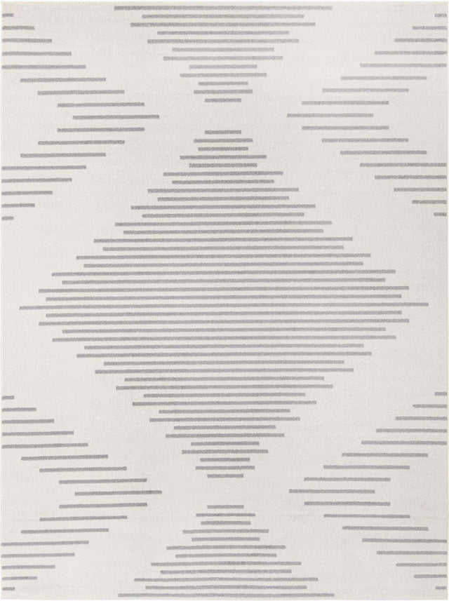 Ivory and Gray 9' x 12' Kai Rectangle Area Rug Easy Clean 100% Polypropylene With Cotton Backing Modern Geometric Carpet for Living, Dining, Office, Bedroom for Sale at Rug Engine